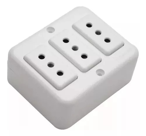 Casquete sobrepuesto Triple 10A 250V Blanco